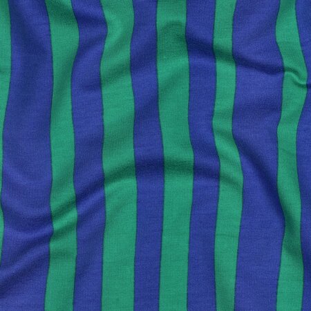 COUPON 140 CM VERHEES X JENNIFER BOURON - Stripes Blauw/Groen - FRENCH TERRY (GOTS)