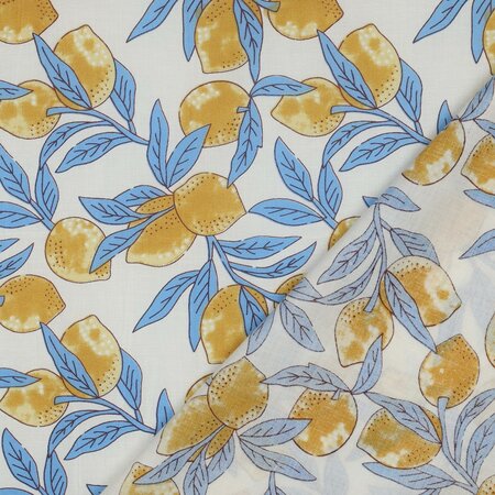 COUPON 60CM Verhees - Lemon - BLOKPRINT KATOEN