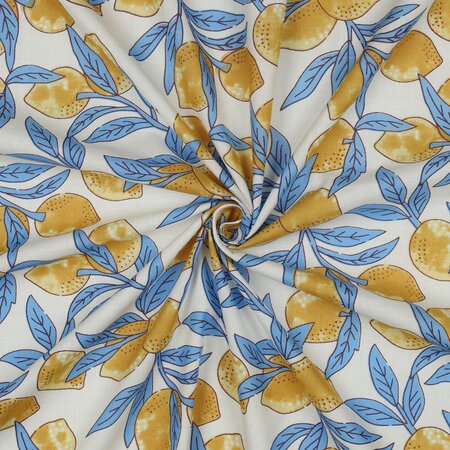 COUPON 60CM Verhees - Lemon - BLOKPRINT KATOEN