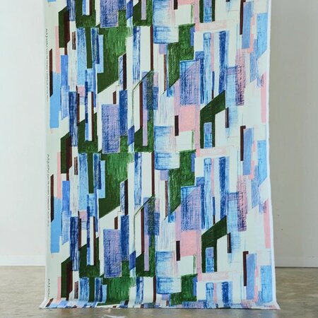 Kokka Japan / Keshiki - Office street Green/Pink - 30 VIYELLA KATOEN