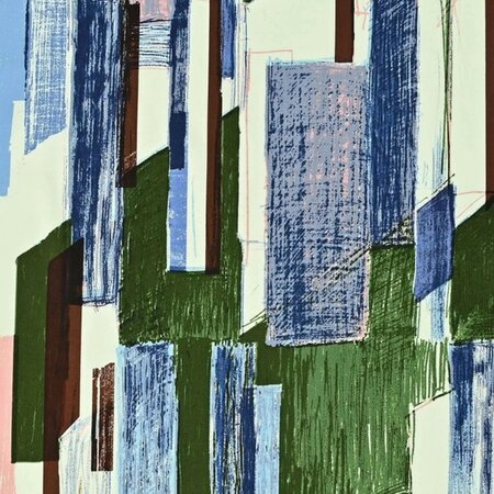 Kokka Japan / Keshiki - Office street Green/Pink - 30 VIYELLA KATOEN