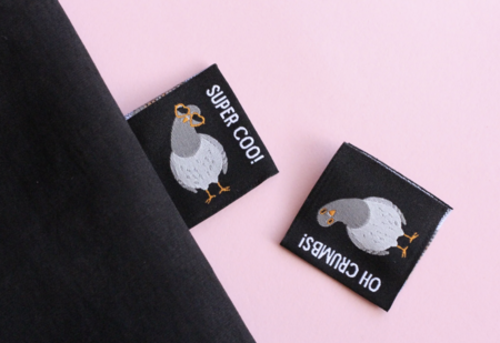 The Cosy Club Handmade - Pigeon - 6 Double Sided Sewing Labels
