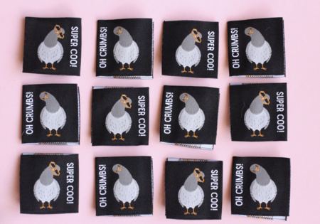 The Cosy Club Handmade - Pigeon - 6 Double Sided Sewing Labels