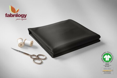 COUPON 35cm Fabrilogy - Black - GOTS Brushed French Terry