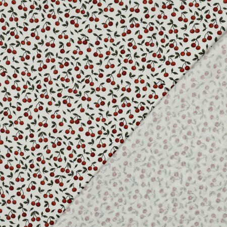 COUPON 40cm Verhees - Red Cherry's - Ribbed Jersey OEKO-TEX