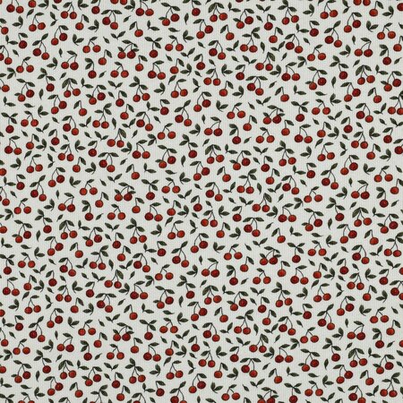 COUPON 40cm Verhees - Red Cherry's - Ribbed Jersey OEKO-TEX