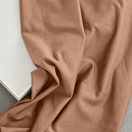 COUPON 160cm meetMilk - Stretch Jersey - Nougat met TENCEL™ Lyocell  vezels