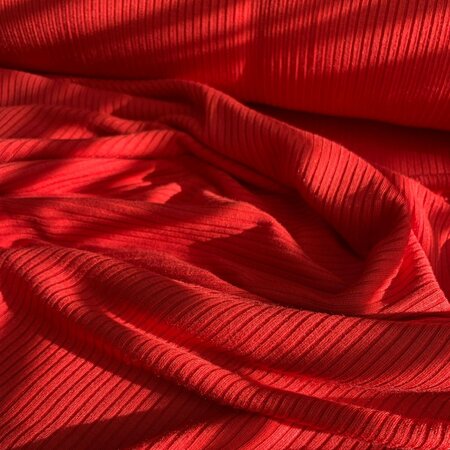 COUPON 60cm meetMilk - RED Derby Ribbed Jersey TENCEL™ Modal vezels