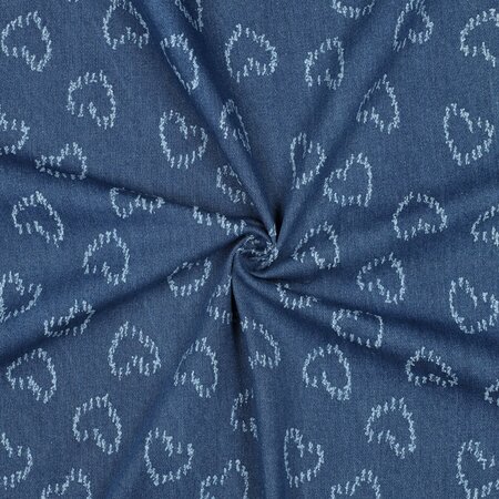 COUPON 80cm Verhees - Hearts Denim Jacquard COTTON