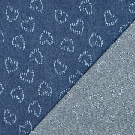 COUPON 80cm Verhees - Hearts Denim Jacquard COTTON