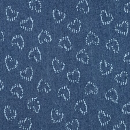 COUPON 80cm Verhees - Hearts Denim Jacquard COTTON