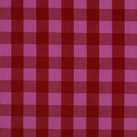 COUPON 180cm Verhees - Yarn Dyed Check Rood/Fuchsia - KATOEN