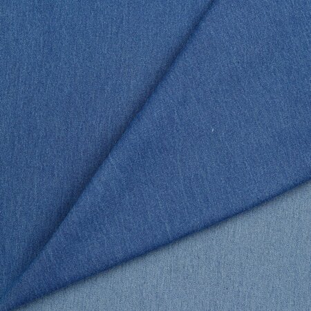 COUPON 100cm VERHEES Recycled Denim 110Z  / Jeansstof  INDIGO BLEACHED STRETCH 