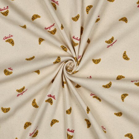 COUPON 140 CM Verhees - Croissants Natural - Ribbed Jersey OEKO-TEX