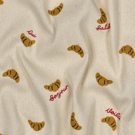 COUPON 140 CM Verhees - Croissants Natural - Ribbed Jersey OEKO-TEX