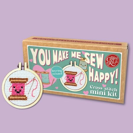 Cross Stitch Mini Kit - You make me sew happy!