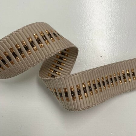 COUPON 60CM Tassenband Cutted Beige-Beige Lurex-Brown 40mm