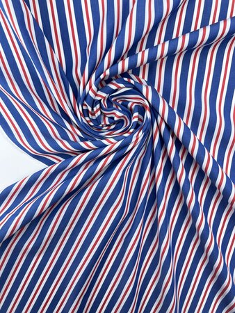 DEADSTOCK Blue Red Striped COTTON POPLIN