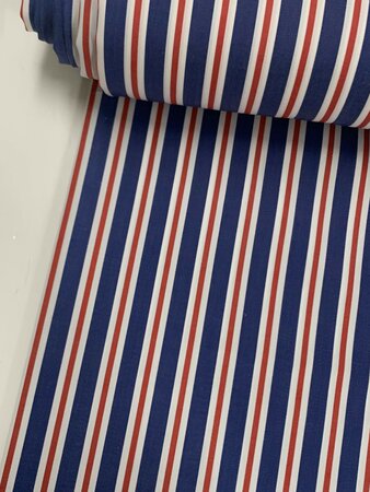 DEADSTOCK Blue Red Striped COTTON POPLIN