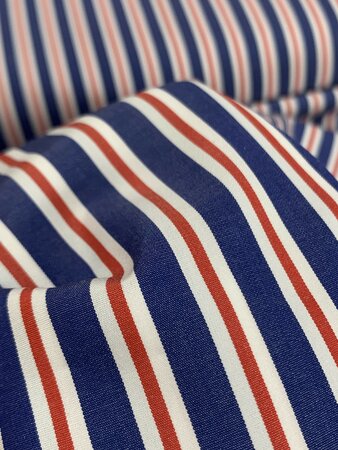 DEADSTOCK Blue Red Striped COTTON POPLIN
