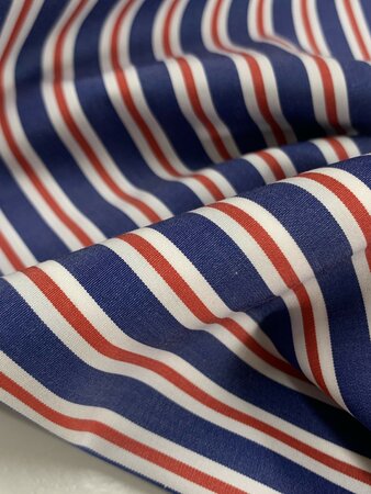 DEADSTOCK Blue Red Striped COTTON POPLIN