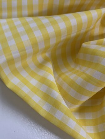 DEADSTOCK Yellow Checked COTTON POPLIN