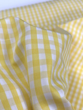 DEADSTOCK Yellow Checked COTTON POPLIN