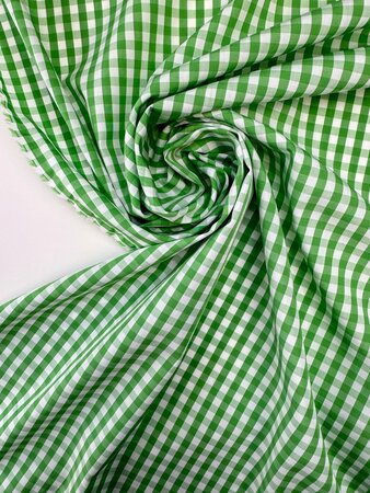 DEADSTOCK Green Checked COTTON POPLIN