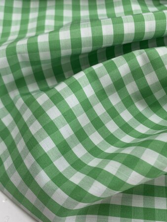 DEADSTOCK Green Checked COTTON POPLIN