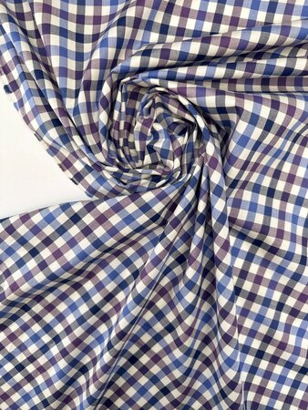 DEADSTOCK Checked Purple Blue COTTON POPLIN