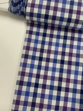 DEADSTOCK Checked Purple Blue COTTON POPLIN