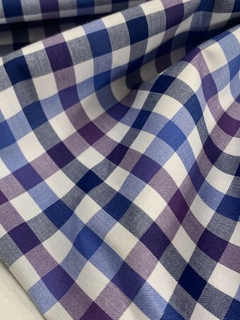 DEADSTOCK Checked Purple Blue COTTON POPLIN