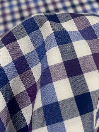DEADSTOCK Checked Purple Blue COTTON POPLIN