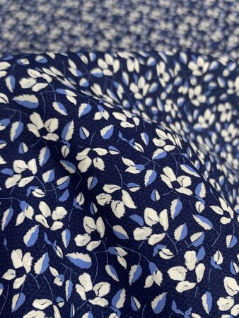 DEADSTOCK Blue Floral Printed COTTON POPLIN