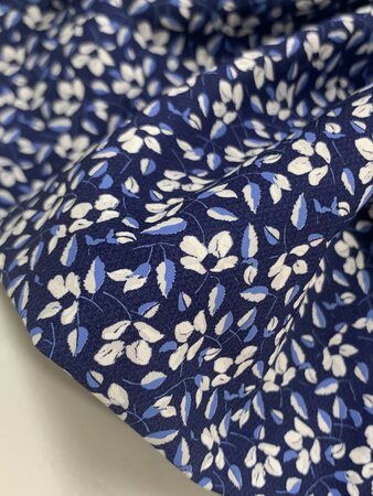 DEADSTOCK Blue Floral Printed COTTON POPLIN