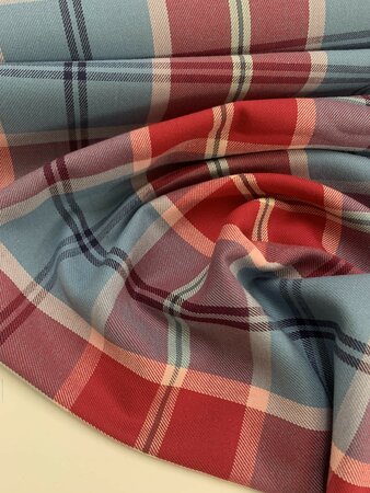 DEADSTOCK Striped Checked COTTON TWILL