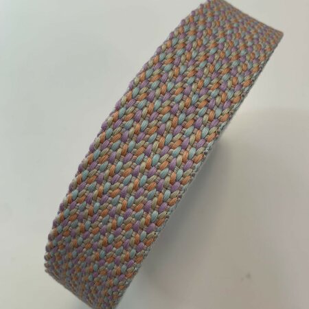 COUPON 150 CM Tassenband Herringbone Veraman, Salmon, Ecru, Lilac  40mm 