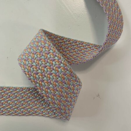 COUPON 150 CM Tassenband Herringbone Veraman, Salmon, Ecru, Lilac  40mm 