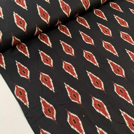 Black Feather - Indiase Blokprint Katoen
