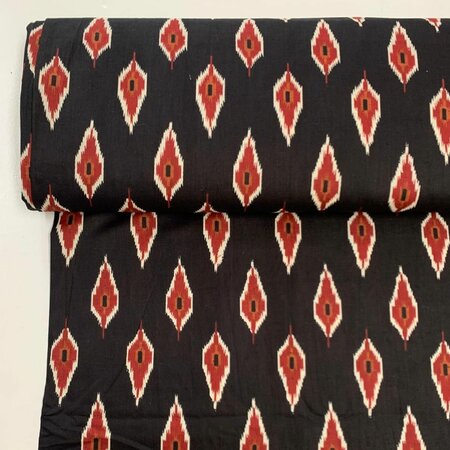 Black Feather - Indiase Blokprint Katoen