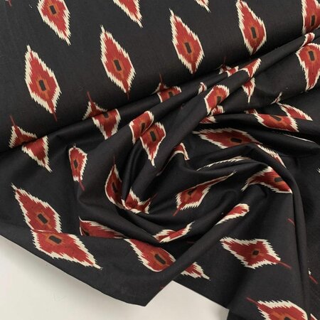 Black Feather - Indiase Blokprint Katoen