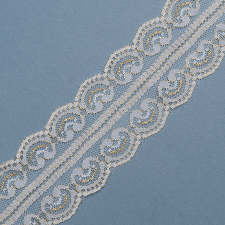 Lace White Designed Gold Lurex 5,5cm 