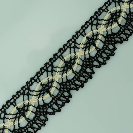 Lace Cotton Black Ecru 5cm 