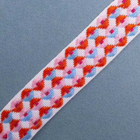 Sierband Circles White - Orange - Pink - Ciel - 25mm