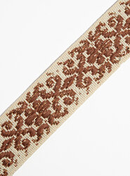 Tassenband Flower Cotton Ecru - Dusty Rose- Beige Lurex 40mm 