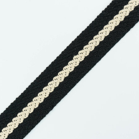 Tassenband Cotton Black Ecru 40mm 