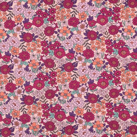 Verhees - Fine Flowers Fuchsia - POPLIN KATOEN