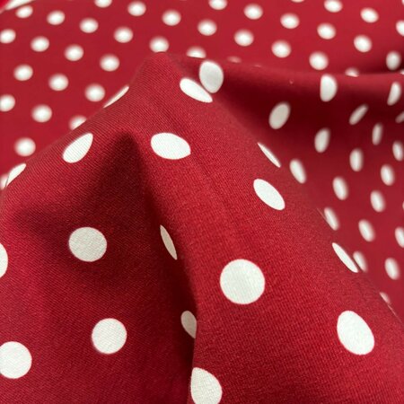 2E COUPON 85 CM Stoffonkel Polka Dots Cherry JERSEY GOTS