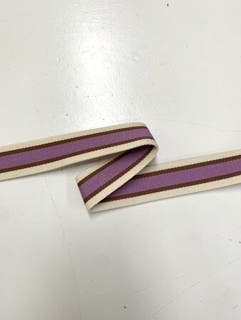Tassenband Ecru - Brown - Lilac 40mm 