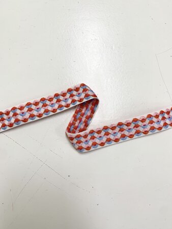 Sierband Circles White - Orange - Pink - Ciel - 25mm